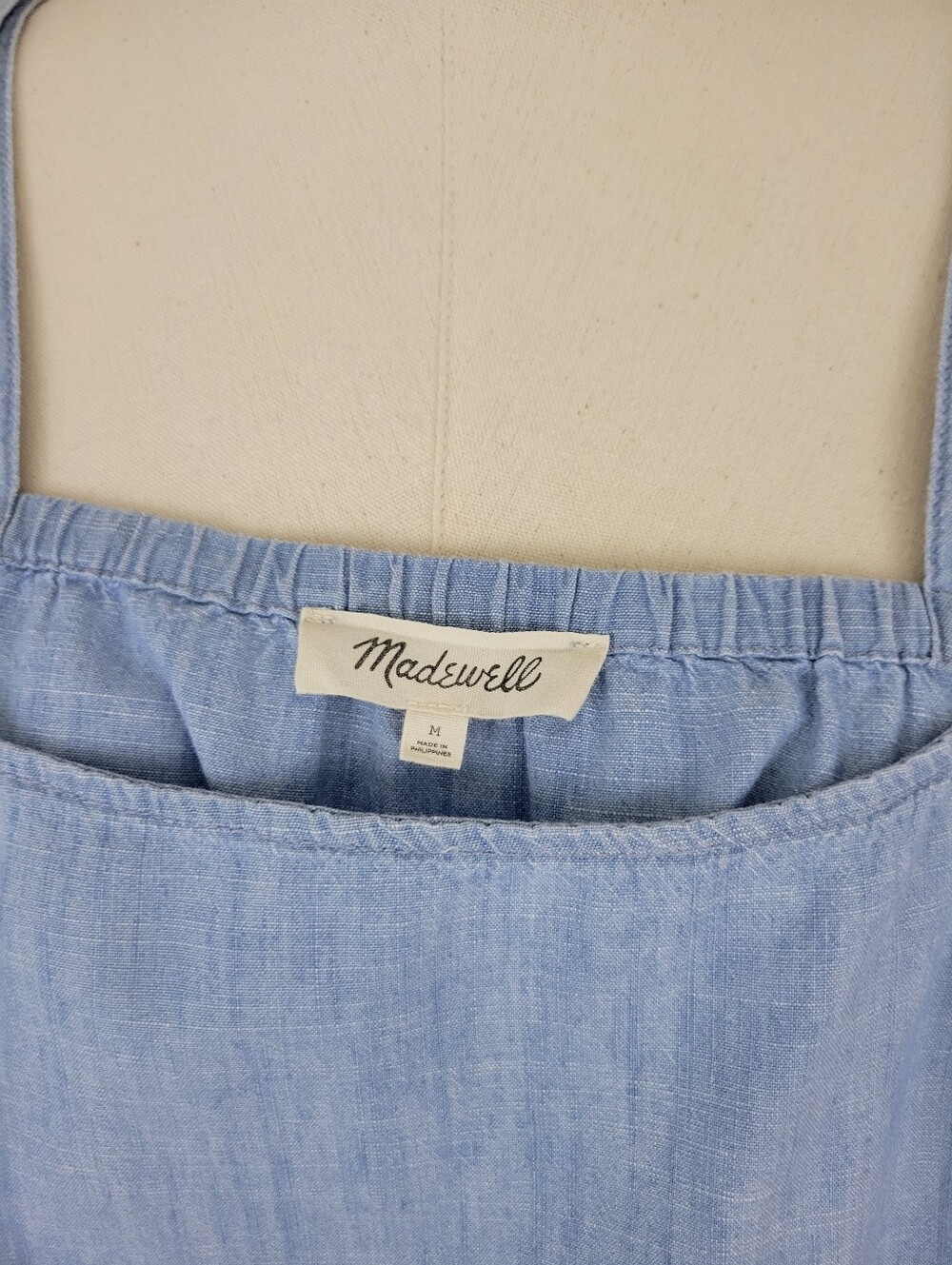 Madewell Indigo Light Blue Square Neck Sleevess Camisole Denim Tank Top - Picture 4 of 5